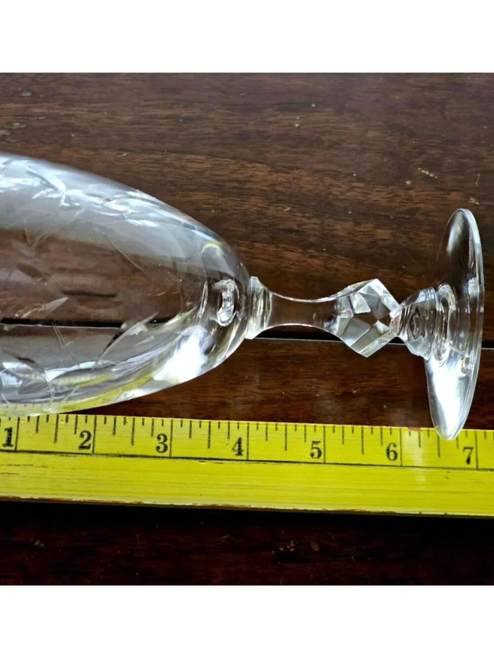 Tiffin Petite Floral Water Glass flower cut glass romantic 50s vtg sculpted stem